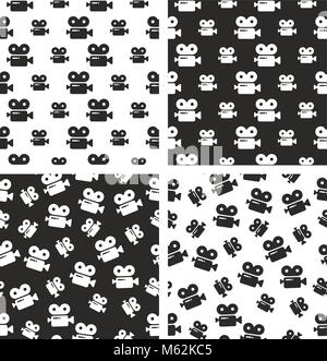Movie Camera Seamless Pattern Set Stock Vector
