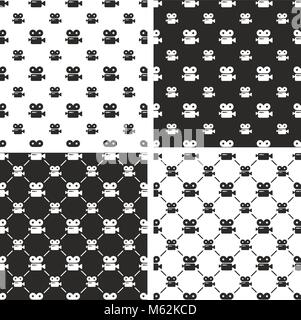 Movie Camera Seamless Pattern Set Stock Vector