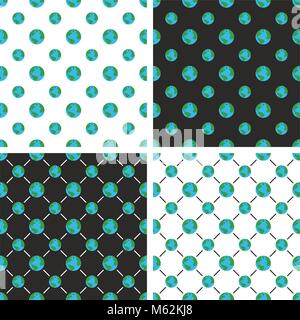 Planet Earth Seamless Pattern Set Stock Vector