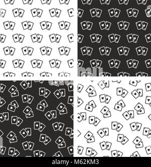 Playing or Poker Cards Seamless Pattern Set Stock Vector