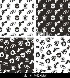 Police Seamless Pattern Set Stock Vector