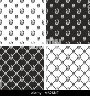 Popcorn Snack Box Seamless Pattern Set Stock Vector