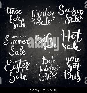 Season sale. Set of hand drawn vector lettering phrases. Modern motivating calligraphy decor for wall, poster, prints, cards, t-shirts and other Stock Vector