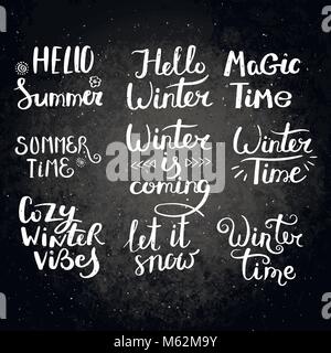 Season greetings. Set of hand drawn vector lettering phrases. Modern motivating calligraphy decor for wall, poster, prints, cards, t-shirts and other Stock Vector
