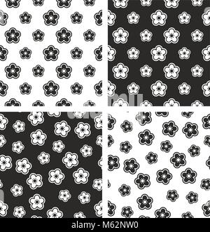 Flower Seamless Pattern Set Stock Vector
