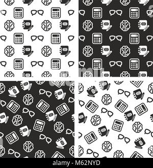Geek Or Nerd Seamless Pattern Set Stock Vector