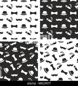 Gentleman Seamless Pattern Set Stock Vector