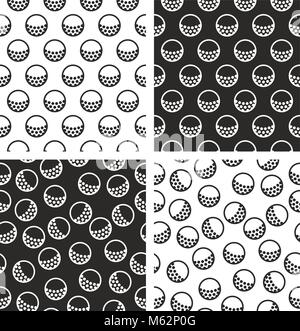 Golf Ball Seamless Pattern Set Stock Vector