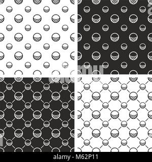 Golf Ball Seamless Pattern Set Stock Vector
