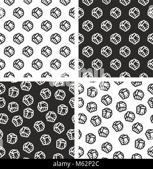 Handshake Seamless Pattern Set Stock Vector