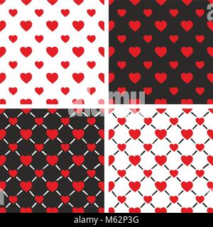 Heart Shape Seamless Pattern Set Stock Vector
