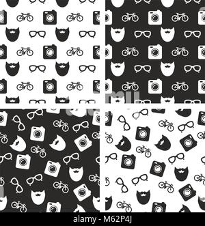 Hipster Seamless Pattern Set Stock Vector