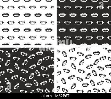 Hot Dog Seamless Pattern Set Stock Vector
