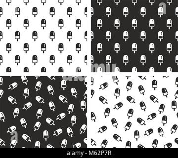 Ice Cream Seamless Pattern Set Stock Vector