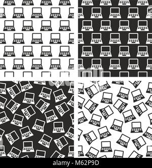 Laptop or Notebook Computer Seamless Pattern Set Stock Vector