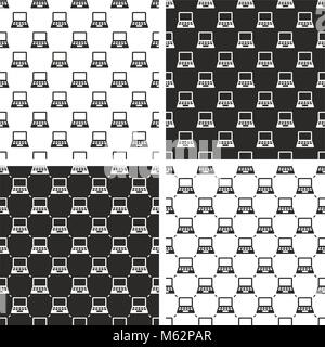 Laptop or Notebook Computer Seamless Pattern Set Stock Vector