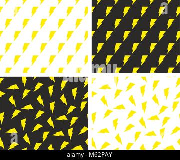 Lightning Symbol Seamless Pattern Set Stock Vector