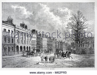 MAYFAIR: Grosvenor Square. London, antique print c1880 Stock Photo ...