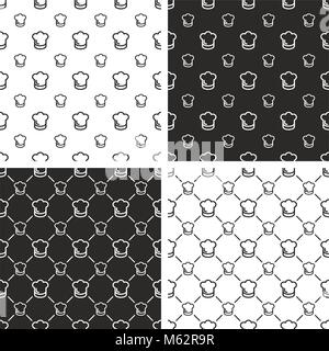 Chef Hat Seamless Pattern Set Stock Vector
