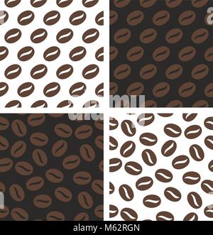 Coffee Bean Seamless Pattern Set Stock Vector