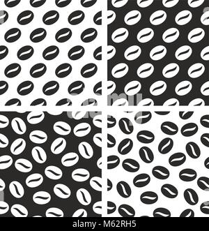 Coffee Bean Seamless Pattern Set Stock Vector