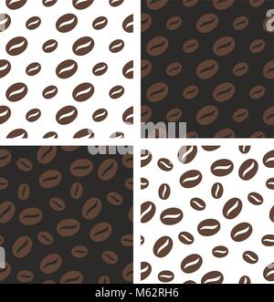 Coffee Bean Seamless Pattern Set Stock Vector