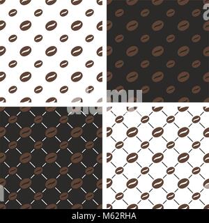 Coffee Bean Seamless Pattern Set Stock Vector