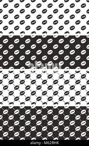Coffee Bean Seamless Pattern Set Stock Vector