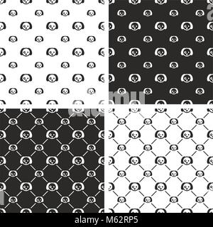 Dog Seamless Pattern Set Stock Vector
