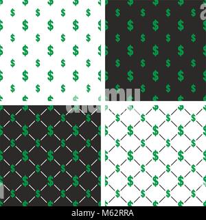 Dollar Currency Sign Seamless Pattern Set Stock Vector