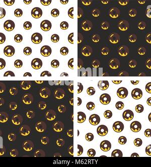 Donut Seamless Pattern Set Stock Vector