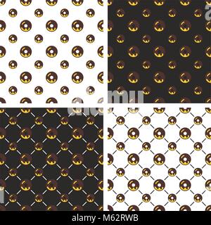 Donut Seamless Pattern Set Stock Vector