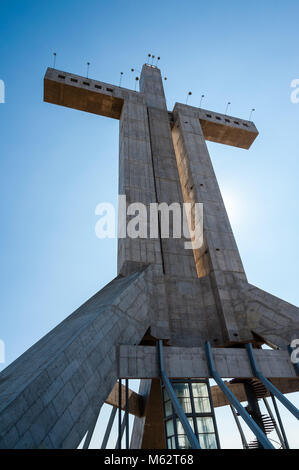 Cruz del Tercer Milenio (Spanish for 'Third Millennium Cross') is an 83 metre tall, 40 metre wide, concrete cross located at the top of El Vigía hill  Stock Photo