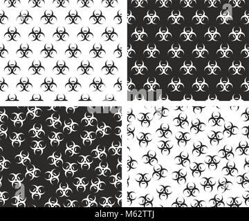 Biohazard Symbol Seamless Pattern Set Stock Vector