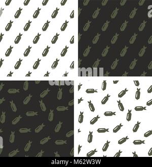 Bomb Seamless Pattern Set Stock Vector