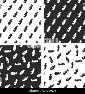 Bomb Seamless Pattern Set Stock Vector