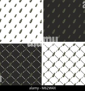 Bomb Seamless Pattern Set Stock Vector