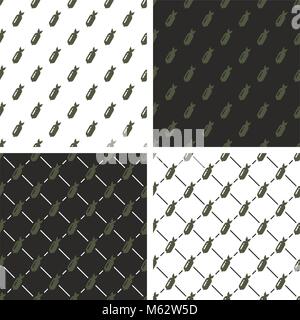 Bomb Seamless Pattern Set Stock Vector