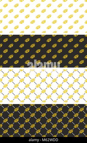 Brass Knuckles or Knuckle Duster Seamless Pattern Set Stock Vector