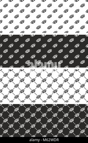 Brass Knuckles or Knuckle Duster Seamless Pattern Set Stock Vector