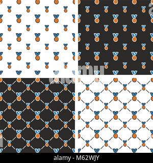 Bronze Medal Seamless Pattern Color Set Stock Vector