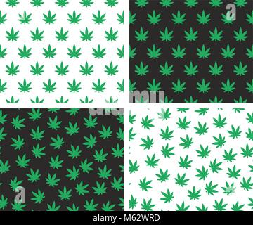 Cannabis Leaf Seamless Pattern Set Stock Vector
