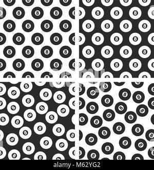 8 Ball Pool Seamless Pattern Set Stock Vector