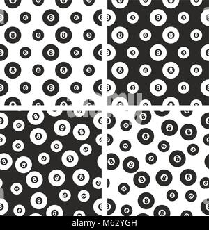 8 Ball Pool Seamless Pattern Set Stock Vector
