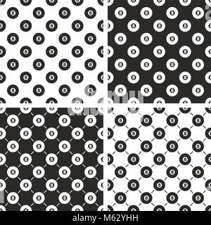 8 Ball Pool Seamless Pattern Set Stock Vector