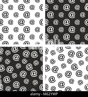 At Symbol Seamless Pattern Set Stock Vector
