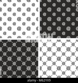 At Symbol Seamless Pattern Set Stock Vector