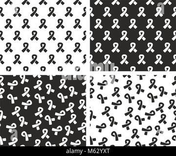 Awareness Ribbon Seamless Pattern Set Stock Vector