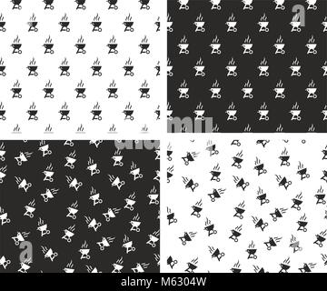 Barbecue Seamless Pattern Set Stock Vector