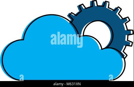 cloud computing with gears machinery vector illustration design Stock Vector